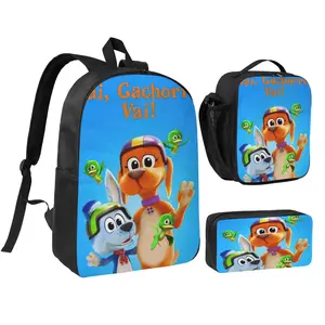 Go dog go Three piece backpack set young backpack combination backpack lunch bag pencil case