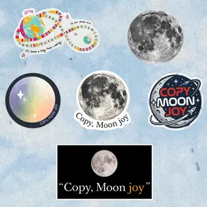 Copy Heart, Copy Bracelet Stickers, Copy Moon Joy Die-Cut Sticker, Artemis II NASA Mission Sticker