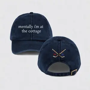Embroidered Mentally I'm At The Cottage Hat, Hockey Romance LGBT Baseball Cap, Hockey Fan Gift, Fan Gay Hat, Movie Gift