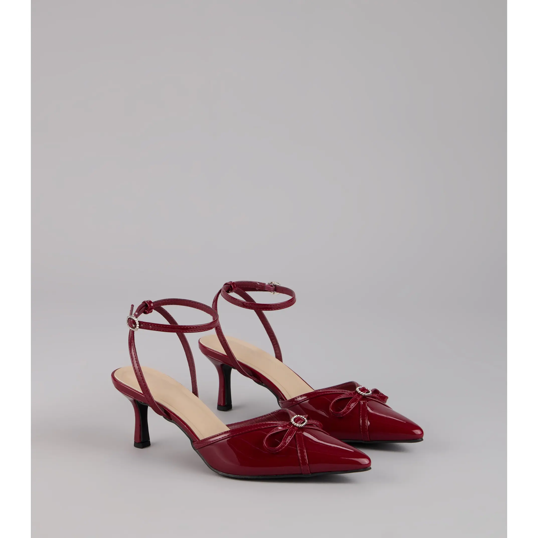 kitten heels burgundy - TikTok Shop