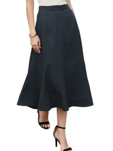 INSPIRE CHIC Midi Skirt for Women's High Waist A Line Pleated Work Business Casual Flare Skirts