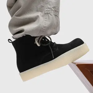 Boots, Outdoor Shoes, Platform Height-increasing Work Boots, Simple Mid-top Bootsaa