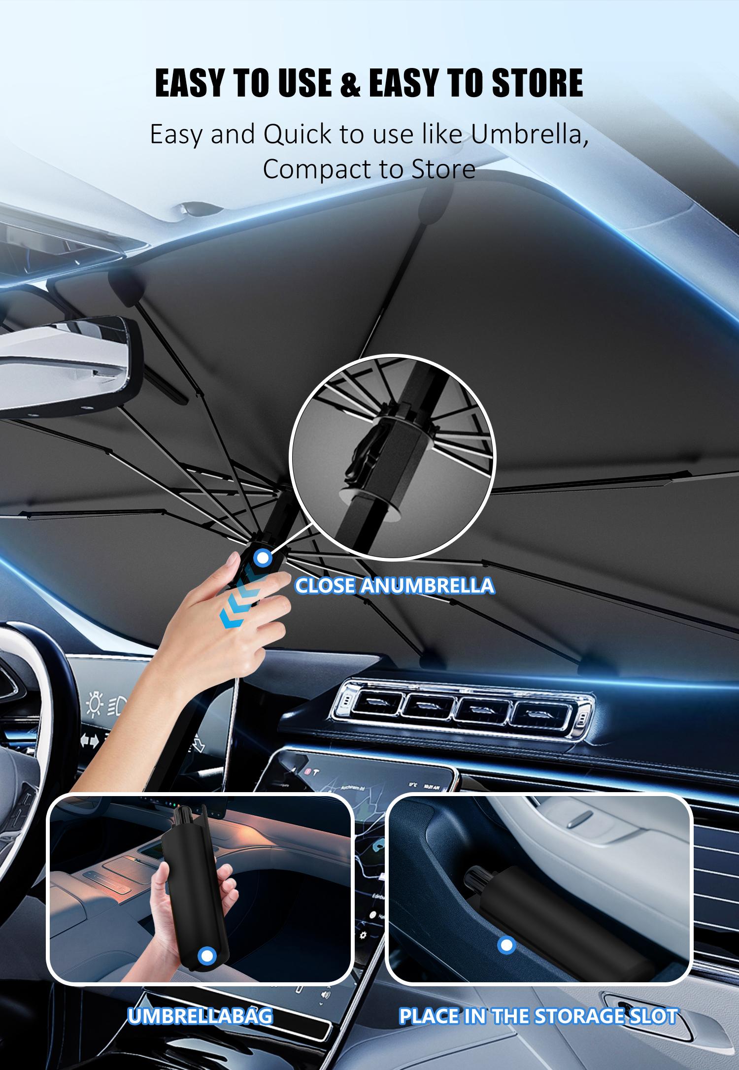 Portable Car Windshield Sunshade - Foldable Windshield Umbrella for Daily Use, Car Interior Accessories,Cool Reflective Sun Blocker Fits Sedan,SUVs