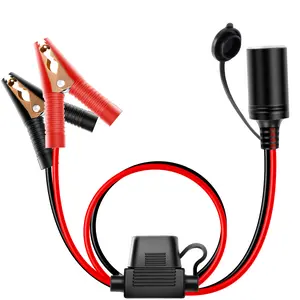 Nilight 10026W Cord Plug Socket Clamp 4.9FT / 1.5m 16 AWG Clip-On and Female Cigarette Lighter Adapter Car Battery ExtensionCable with 15A Fuse Car Audio