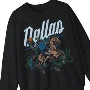 Dallas Basketball Sweatshirt - Graphic Tees - Bootleg - Vintage - Skeleton Shirt - Mavericks Merch Tee - Crewneck, Vintage Graphic Tee, Unisex Cotton T-Shirt, Trendy Gift T-Shirt, Top Menswear Streetwear Womenswear