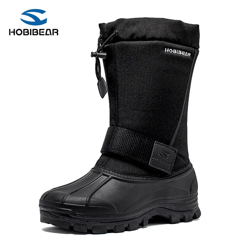 HOBIBEAR Men's Waterproof Winter Snow Boots Lightweight and Warm Artificial Fur lined Long tube Boots for Cold Weather Outdoor Anti slip Boots