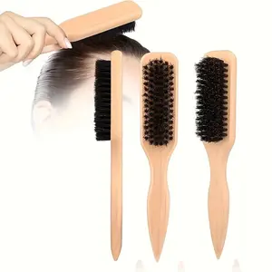 Wild Boar Bristle Hair Brush, Natural for Smooth Ponytail and Bun, Flattens Frizzed Hairs, Controls Hairline, Also for Back Combing and Volumizing