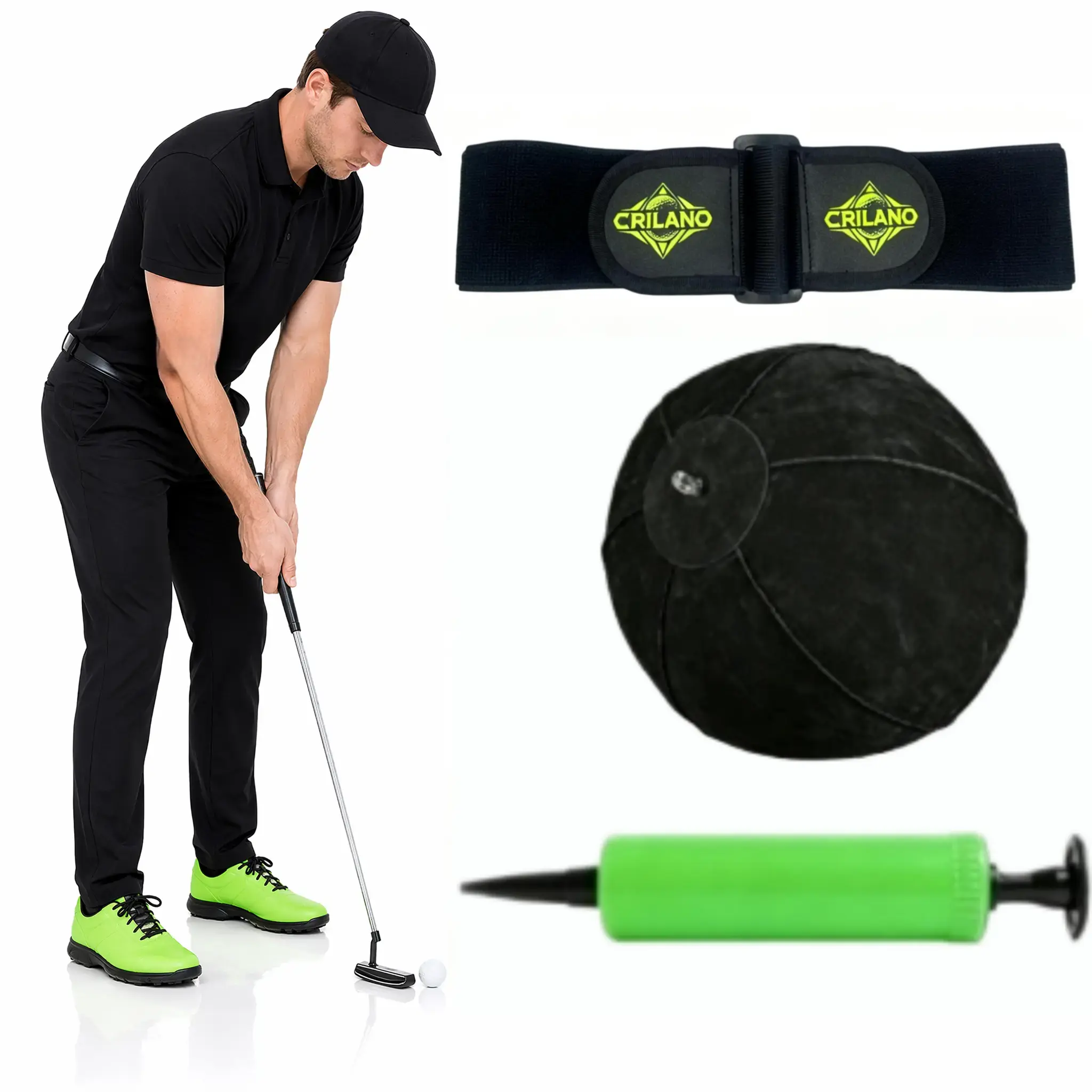 Golf Swing Training Aid - Unisex Adjustable Elastic Webbing Band with Secure Hold, Corrects Chicken Wing & Improves Swing Connection for Beginners & Pros, One Size, Adjustable Strap