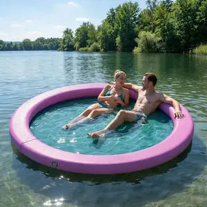 95.7" Inflatable Floating Dock | 5.9" Thick Swim Platform with Mesh Center | Portable Water Lounge & Yoga Mat for Lake and Pool