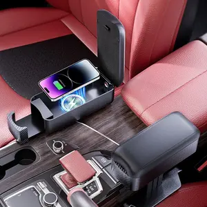 Car Armrest Box with Cup Holder Car Central Liftable Armres Storage Organizer Box Arm Rest，Car Seat Gap Filler Organizer 1PC，USB