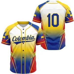 Colombia Baseball Jersey, Colombian Flag Fan Shirt, Unisex Sportswear Button Up Tee for Men, Women