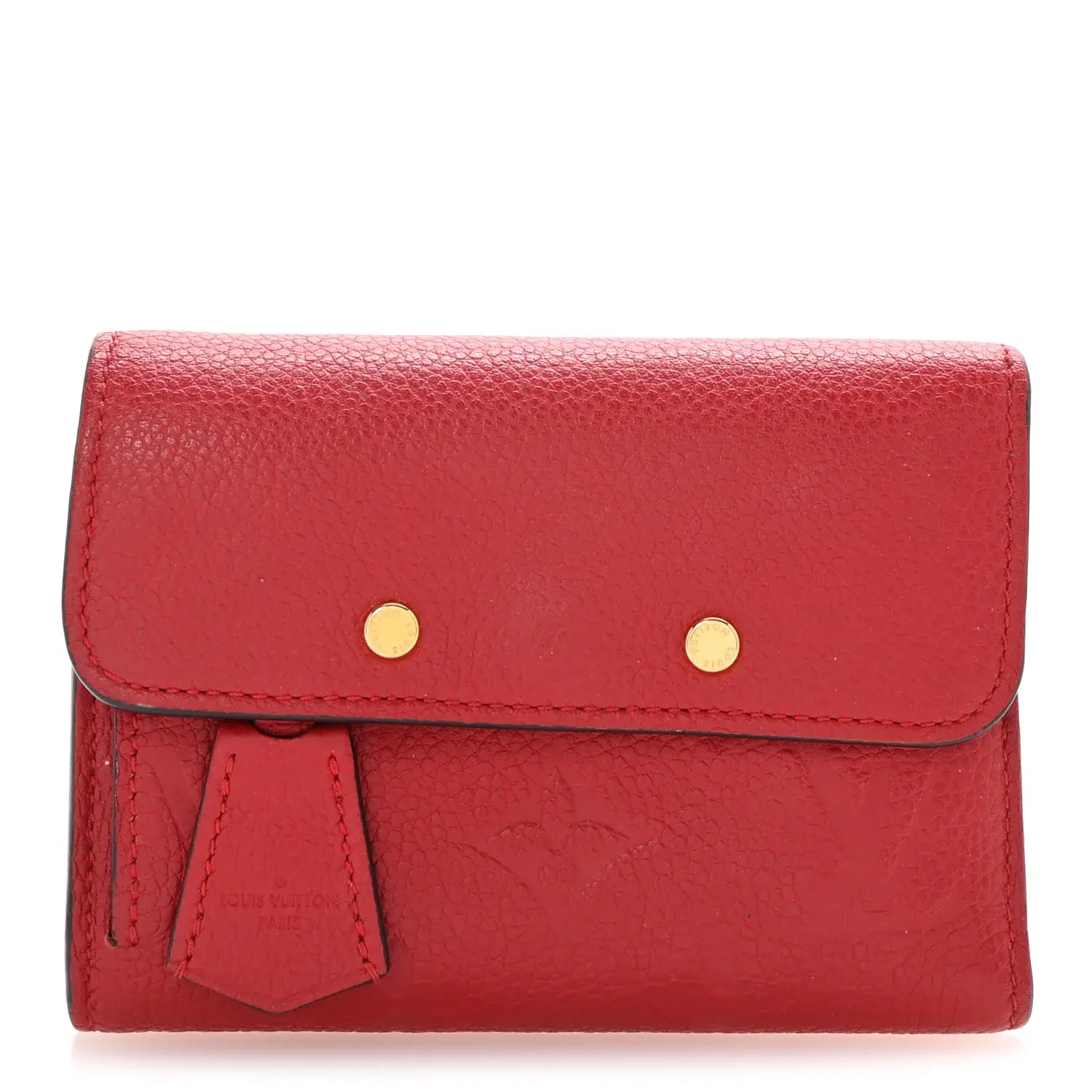 Pre-owned Louis Vuitton Leather Small Leather Goods Empreinte Pont Neuf Compact Wallet Cherry