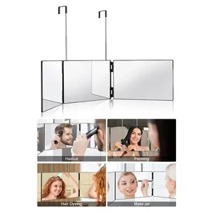 Professional Hair Cutting Mirror - 360° Full View, Triple Fold, 5X Portable Bathroom Mirror, Salon Grooming Tool, Sleek Durable Frame, Ideal for Home Haircuts, Holiday Gifts