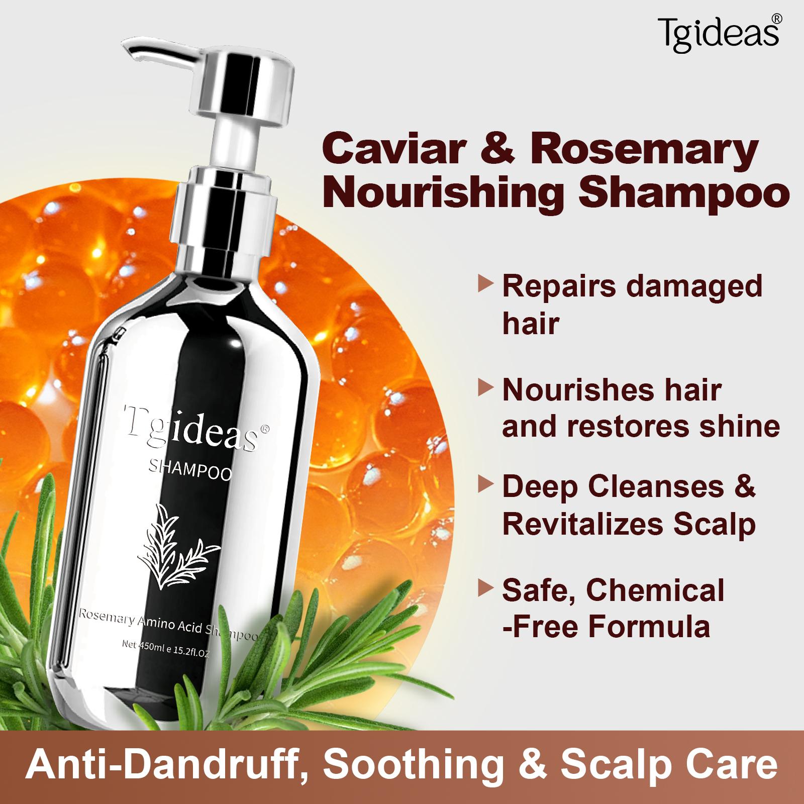 Tgideas Caviar & Rosemary Shampoo - Nourishing & Volumizing, For Oily Hair Care, Boosts Shine & Softness