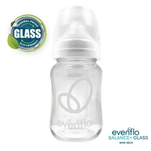 Evenflo Balance + Wide Neck Glass Bottles 6oz - 3 Pack OFFICIAL RETAILER