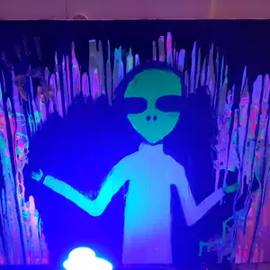 Uv reactive/glow in the Dark Alien painting called Acidic Rain
