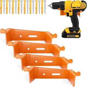 4 Pack Heavy-Duty Drill Holder Power Tool Holder Wall Mount Drill Hanger for Cordless Drill Universal Drill Hook Organizer for Garage & Workshop (4)