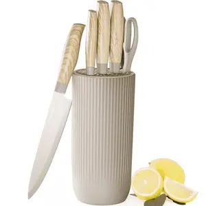 6-Piece Kitchen Knife Set with Block, Stainless Steel Chef Knives Dishwasher Safe
