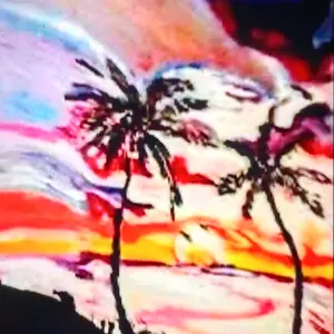 Original Autumn Sunset & Miami Palm Trees GG - 11" x 14" Canvas Painting