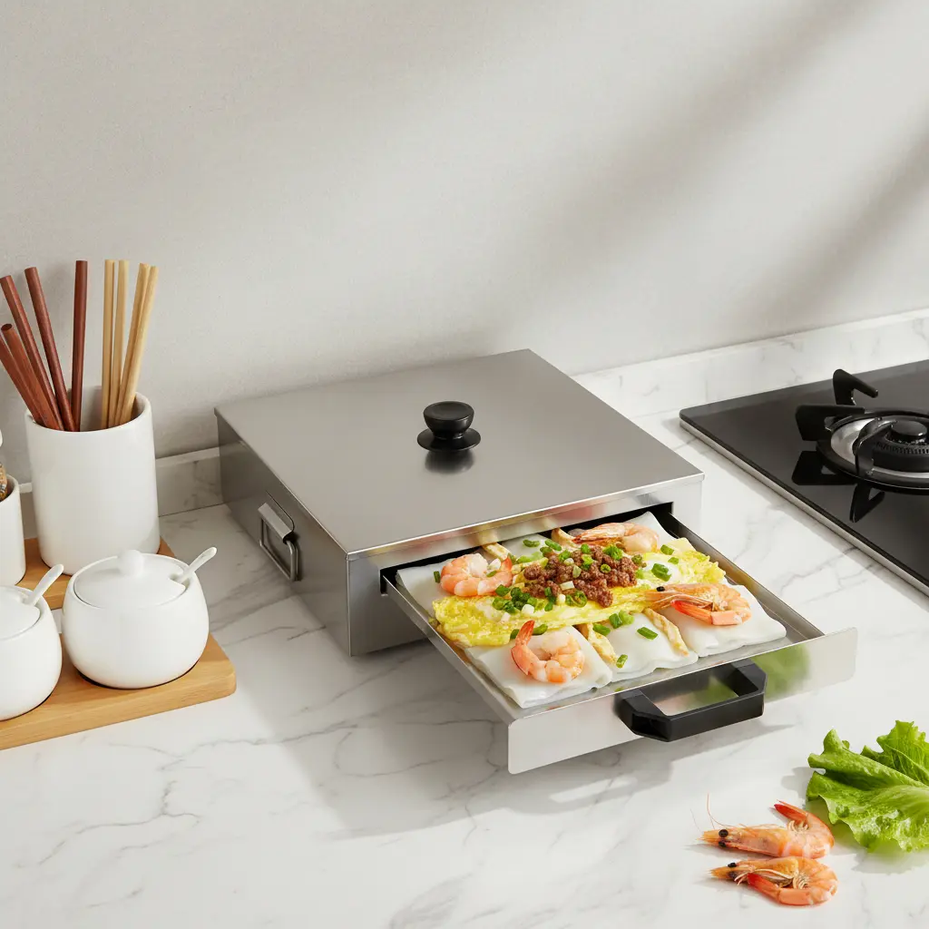 Home Rice Roll Steamer For Hongkong Dim Sum Stainless Steel Quick Cook