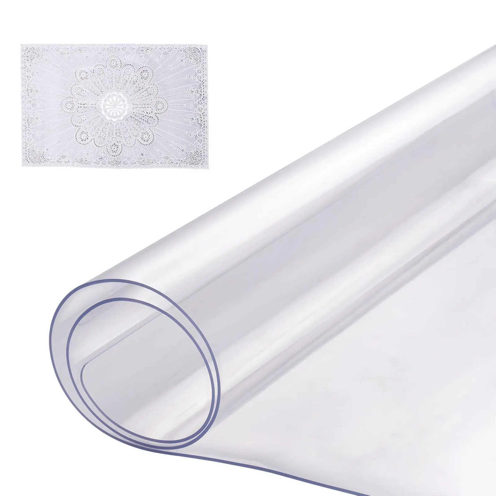 【Back to School】VEVOR Transparent Plastic Table Cover, 14x24 Inch 1.5mm Thick Slip-Resistant PVC Desk Mat, Waterproof Easy-Fit Food & Beverage Indoor Desk Pad, for Office Dining Room Table