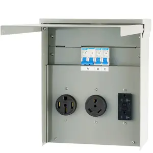 fathersdaygift VEVOR Temporary Power Outlet Panel, 125/250V, RV Power Outlet Box with a 20/30/50 Amp Receptacle Installed, NEMA 14-50R/ NEMA TT-30R/ 15A GFCI for RV Camper Trailer Motorhome