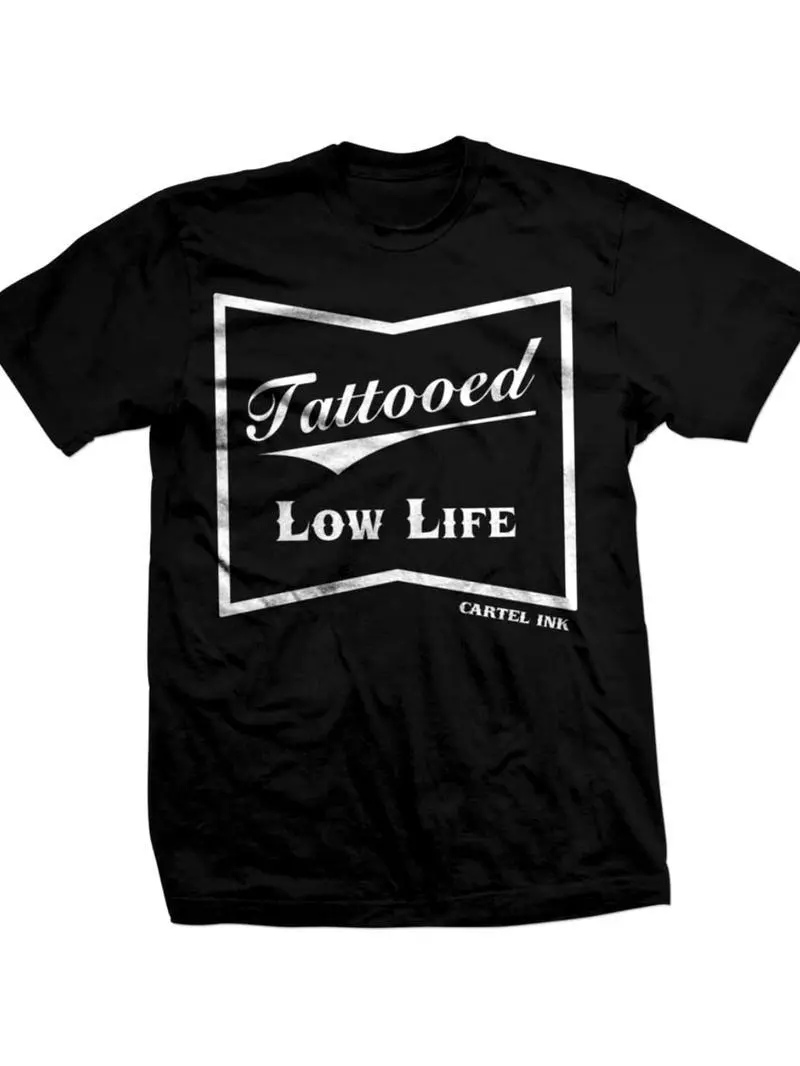 Cartel Ink Men's Cotton T Shirt Featuring Bold Tattooed Low Life Design