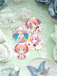 Cute Girl Badge Set, Crystal Texture, Beautiful Gift Box, Collectible Present, Round Pendant, DIY Craft Material, Student Gift Choice, Drop Set Pins