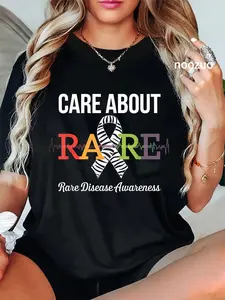 100% Cotton Unisex Rare Disease Awareness Month Support Zebra Ribbon Gift T-Shirt
