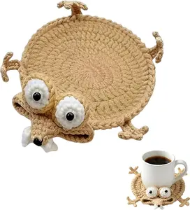 Funny Crochet Coasters, Cute 3D Animal Drink Coasters, Hand‑Crocheted Table Protection for Desk Decor, Gift for Coffee & Animal Lovers