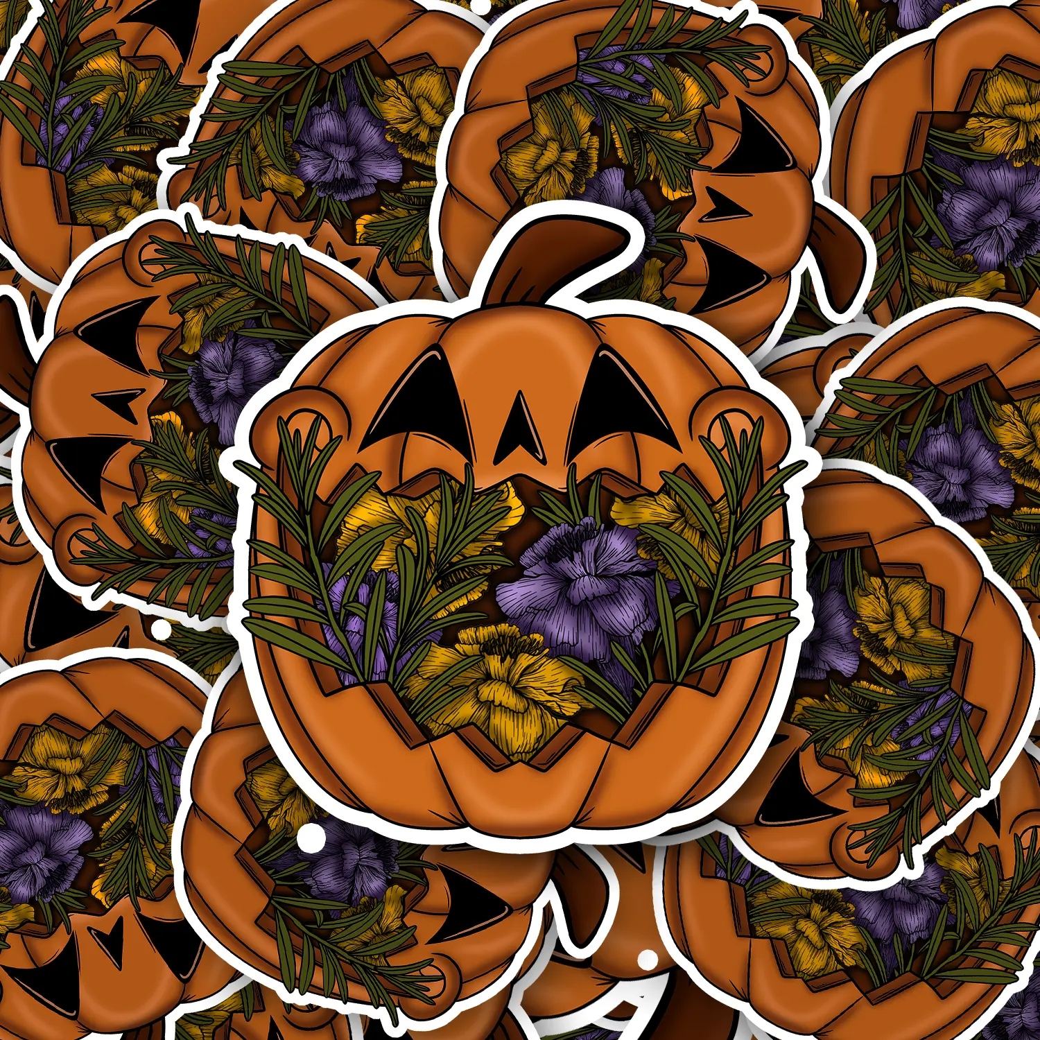 Floral Pumpkin Sticker