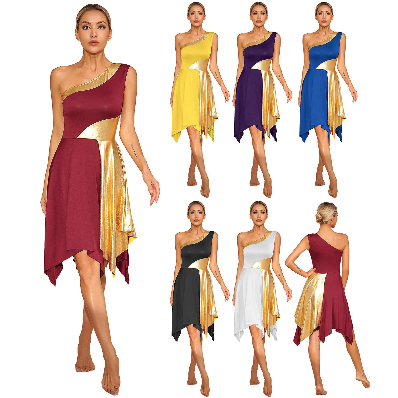 Women Church Choir Worship Praise Dress Modern Lyrical Dance Performance Costume One Shoulder Irregular Hem Dresses Dancewear Women Church Choir Worship Praise Dress Modern Lyrical Dance Performance Costume One Shoulder Irregular Hem Dresses Dancewear