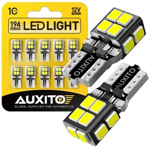 AUXITO 10× 6000K White LED T10 194 168 2825 W5W  Wedge 14-SMD Interior Car Bulbs Replacement for Dome Map Door Courtesy Trunk Parking License Plate Lights