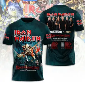 Iron 1Maiden 3D Apparel 2026 Tour Run For Your Lives Shirt, Unisex Streetwear Tee AOP All Over Print 3D Shirts for Men for Women