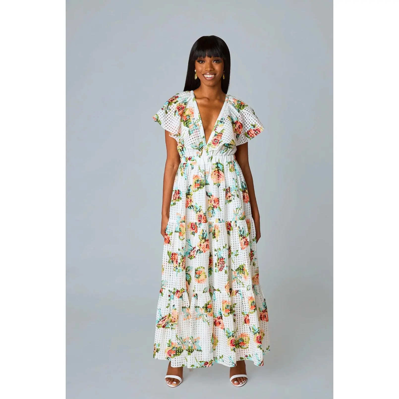 Cece Flutter Sleeve Maxi Dress - Scottish Rose