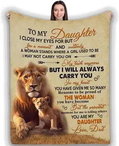 to My Daughter from Dad, Lion Blanket from Dad to Daughter, Gift to Daughter from Dad Custom Blanket for Daughter