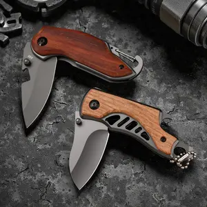 2pcs Multi-Purpose Folding Fruit Knives Set - Perfect for Outdoor Camping and BBQ. Thick Stainless Steel Knife Blade with Sandalwood Handle. Great for Apple Peeling