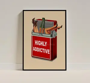 Vintage Wall Art Tobacco Print, Retro Pop Culture, Trendy Bar Cart Decor