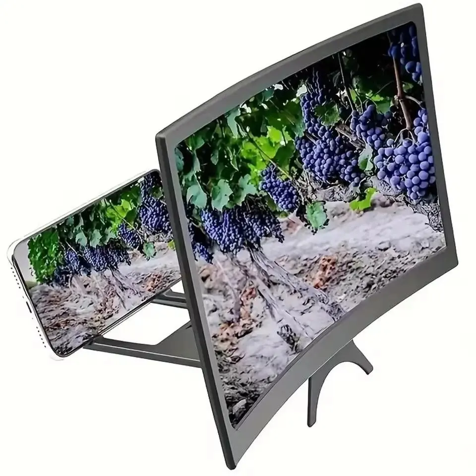 Mobile Phone Screen Magnifier Amplifier 12" 3D Curved Display HD Video Enlarger Foldable Stand Movie Gaming Reading Viewer