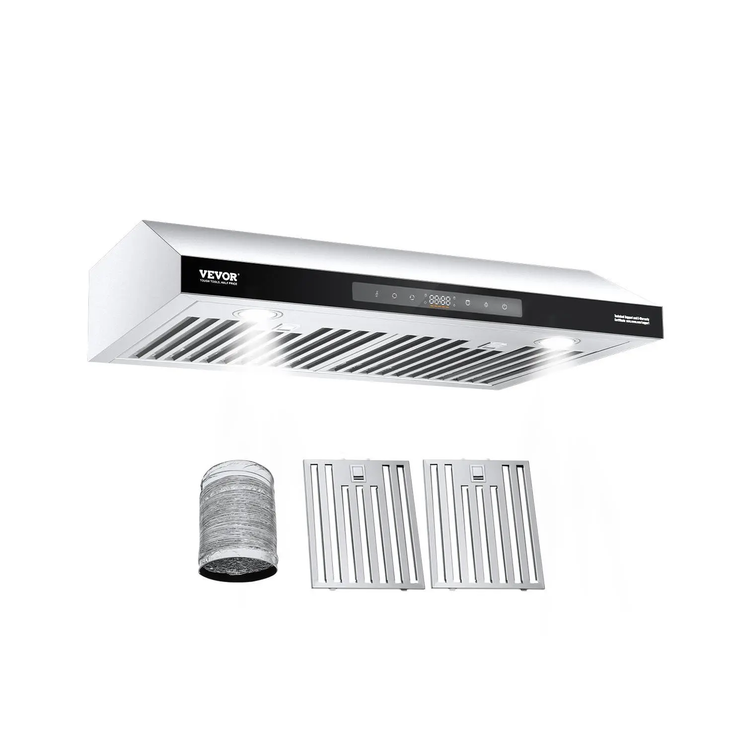 【Summerfinds】VEVOR Under Cabinet Range Hood,  , 30 Inch Kitchen Vent Hood, 900CFM Dual Motors Stainless Steel Stove Hood, with Gesture & Touch Control, LED Light, and 4-Speed Exhaust Fan