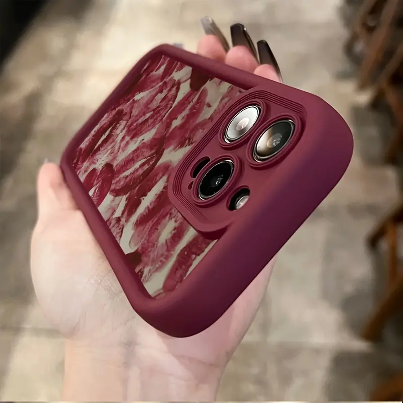 Red Lip Print Phone Case for iPhone17 Pro Max Plus Air/16/15Plus/15Pro/15ProMax, iPhone 14/14Plus/14Pro/14ProMax, iPhone 13/13Pro/13ProMax, iPhone 12/12Pro/12ProMax, iPhone 11/11/11Pro Max/iphone 7/8/iphone x/xs - Durable, High-Quality TPU Material