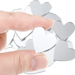 100pcs Heart Acrylic Mirror Wall Stickers, Bathroom Living Room Bedroom Gym Dorm Decor, Mosaic Handmade Phone Case Decoration