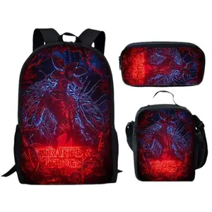 Stranger Things 4 Backpack Three-piece Cartoon Backpack school School Bag
