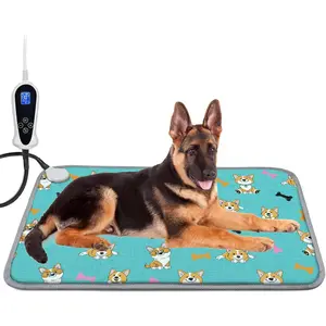 Dog Heating Pad 28x18 in with Thermostat, Heated Cat Bed Mat, Adjustable Temperature&Timer, Waterproof Cat Bed with Chew Resistant Cord