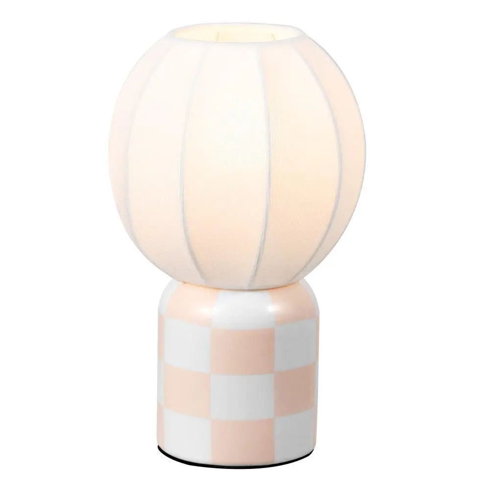Valarie 10.25" Contemporary Modern Checkerboard Ceramic with Ribbed Cocoon Globe Shade LED Mini Table Lamp