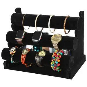 Imountek 3 Tier Velvet Jewelry Stand Removable Bracelet Holder Watch Jewelry Bangle Display Rack iMounTEK