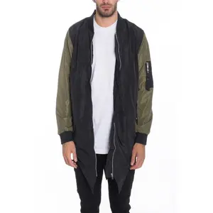 WEIV FISH TAIL BOMBER JACKETS 100% Polyester Elongated Design Utility Sleeve Pockets All Seasons Menswear Coats Casual Fabric Tops
