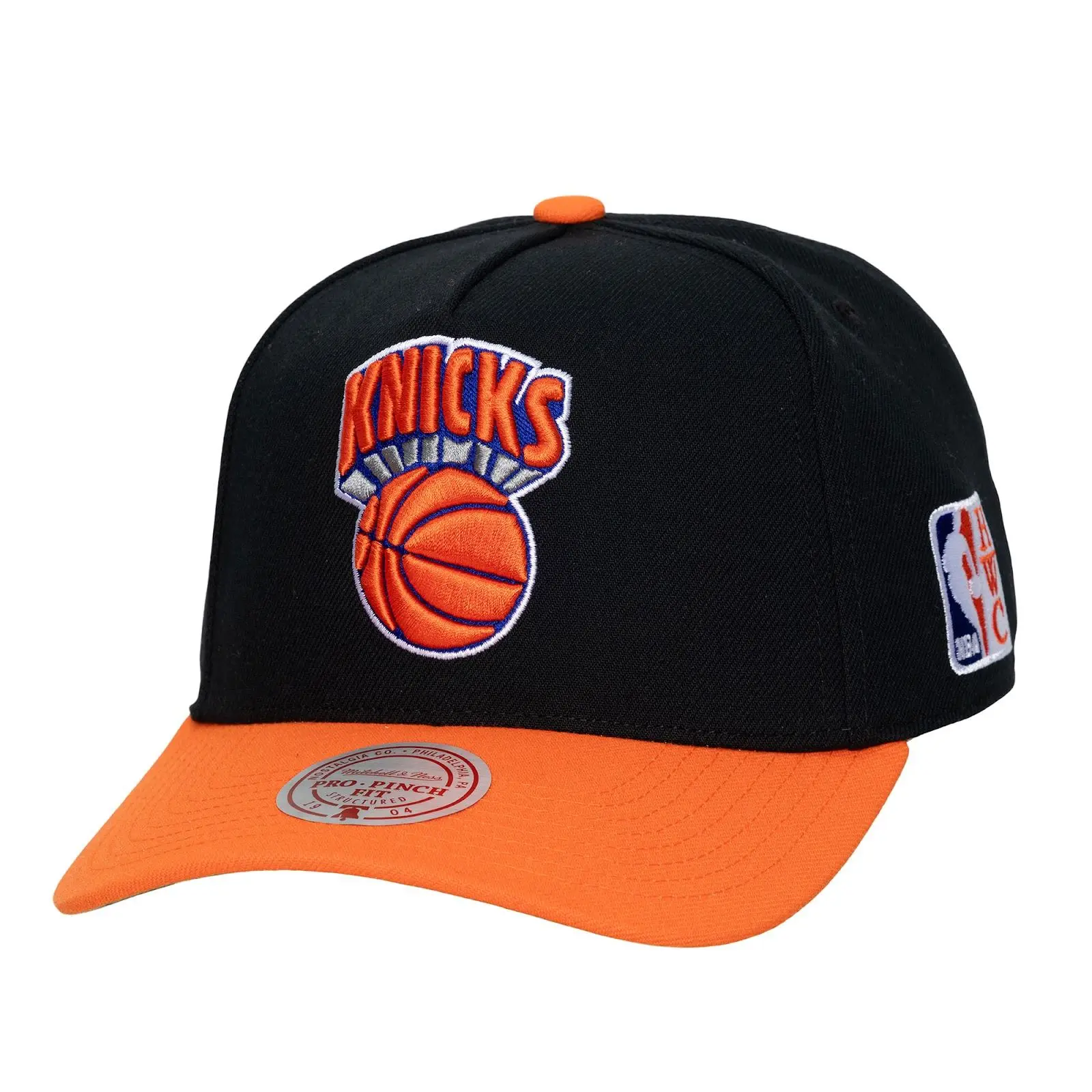 Mitchell & Ness New York Knicks Black-Orange Hardwood Classics Legendary Away Pro Pinch Snapback Hat - NBA Throwback Adjustable Fan Gear, Hand Wash Only Hats