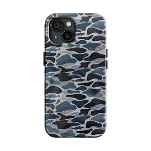 Rugged Navy Blue Camo Phone Case, Outdoor Fishing & Hunting Gift, Tactical Phone Cover for Adventure Lovers, gift for him - Case for ip 11, 12, 13, 14, 15, 16 Mini, Pro, Plus, Pro max