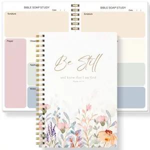 Bible Study Journal Be Still Christian Notebook, Spiral Bound Scripture Study Planner, Prayers Observations Notes, Floral Faith Journal for Women